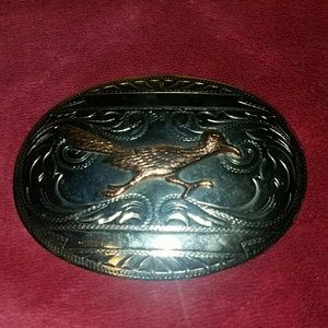 NickelSilver Bell Vintage roadrunner belt buckle